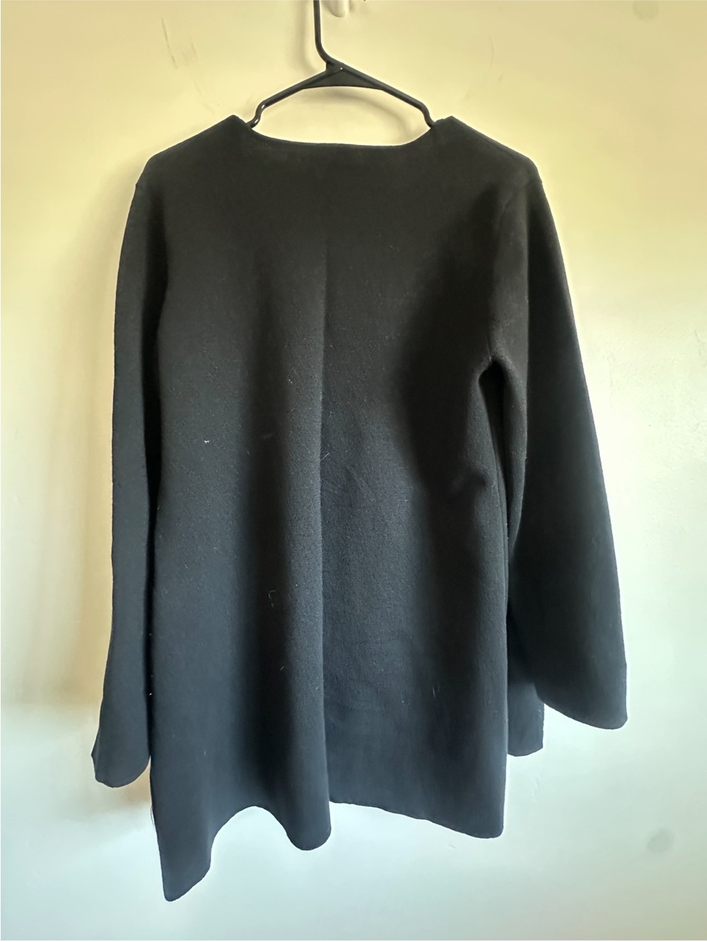 Eileen Fisher 100% Wool Black Open Front Swing Jacket Cardigan | Size M/L - Picture 4 of 5